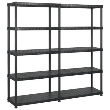 vidaXL Opbergrek 5-laags 183x45,7x185 cm kunststof zwart, Huis en Inrichting, Kasten | Stellingkasten, Verzenden, Nieuw