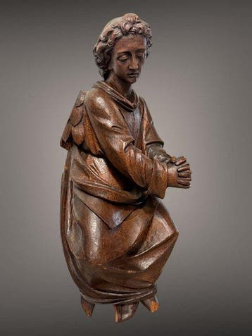 sculptuur, Antieke engel / 18e - 19e eeuw - 45 cm - Eik -