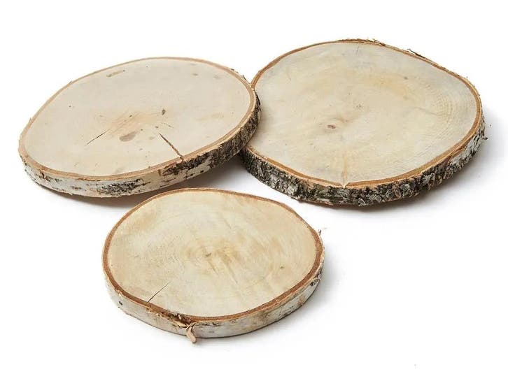 Boomstamschijf Berkenschijf rond ca. 25x25x2,3 cm, Maison & Meubles, Accessoires pour la Maison | Plantes & Fleurs artificielles