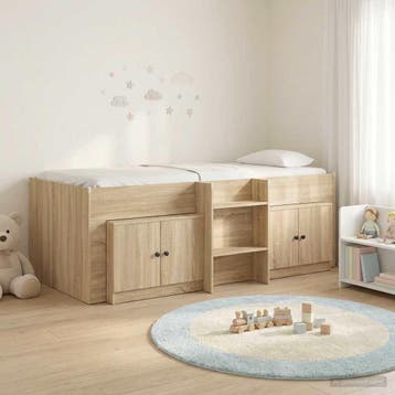 vidaXL Loft Bed Frame met Kast 3 st Sonoma Eiken Bewerkt, Verzenden, Nieuw