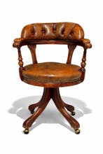 Bureaustoel - Hout, Leder - Elegante Draaibureaustoel