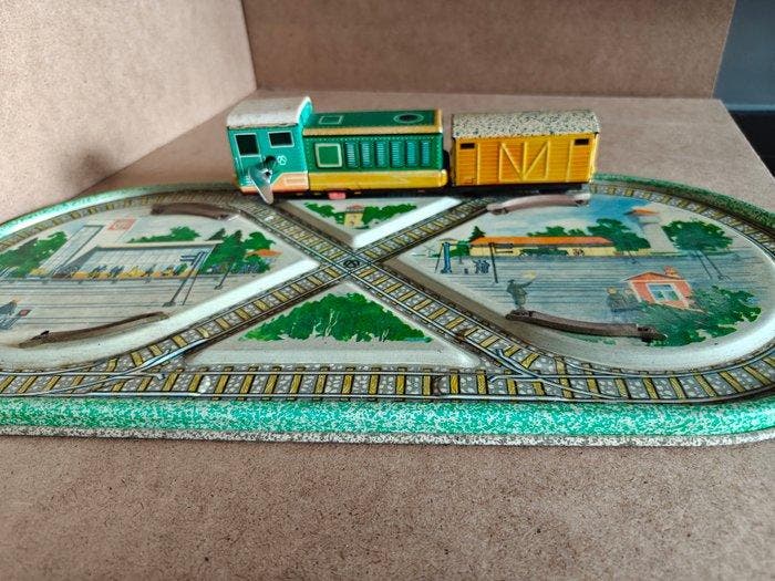 Joustra - Liggende acht wind-up trein - Opwindbare blikken, Antiek en Kunst, Antiek | Speelgoed