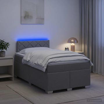 vidaXL Boxspringbed met matras en LED Lichtgrijs 120 x 200, Verzenden, Nieuw