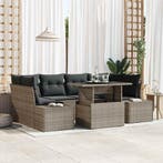 vidaXL Bankstel met kussen 7 pcs Grijs poly rattan, Verzenden, Nieuw