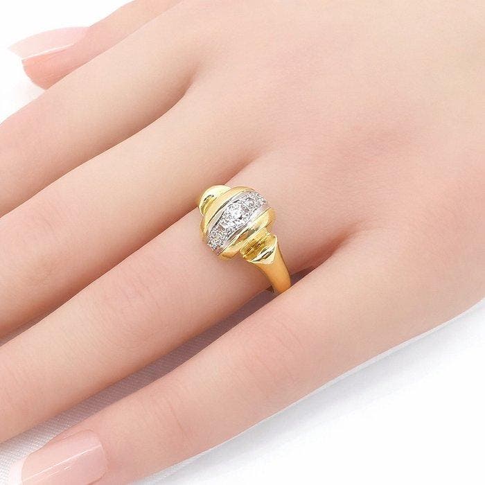 Ring - 18 karaat Geel goud - 0.40ct. tw. Diamant, Handtassen en Accessoires, Ringen