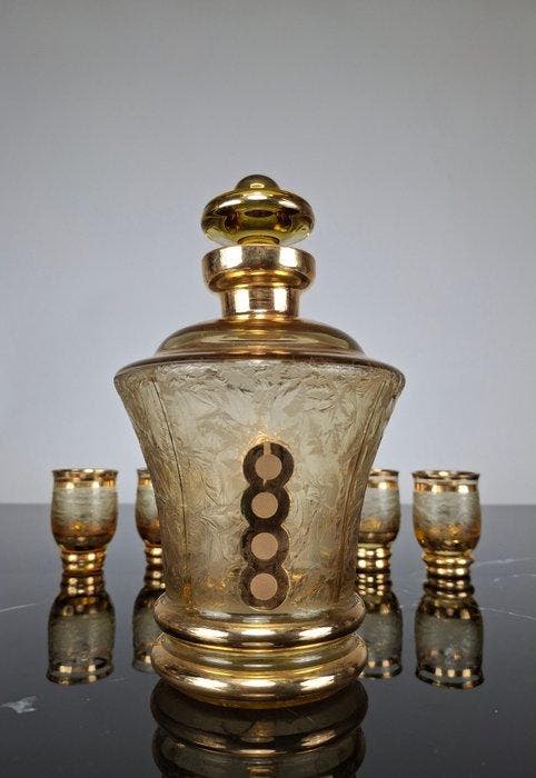 Service de boisson - Verre - Ensemble de liqueurs Art déco, Antiek en Kunst, Kunst | Designobjecten