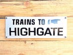 Trains to highgate emaille bord, Verzenden, Nieuw