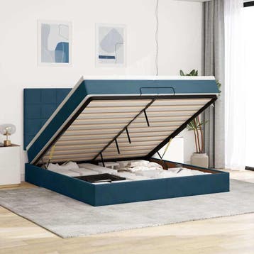 vidaXL Bed poef met matrassen en leds 200x200 cm fluweel, Verzenden, Nieuw