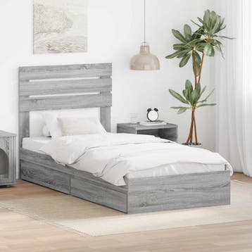 vidaXL Opbergbed met lade Grijs Sonoma 90 x 200 cm Bewerkt, Verzenden, Nieuw