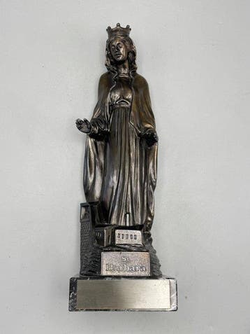 Beeld, heilige Sint Barbara - 31 cm - Metaal