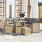 vidaXL Tuinbank Set 8 pcs Beige poly rattan, Verzenden