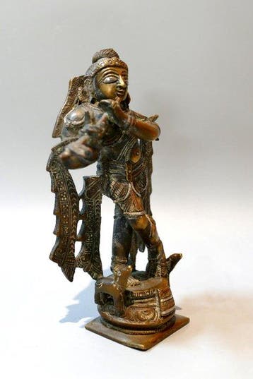 Figuur van Krishna - Brons, Zilver - India - 19e-20e eeuw
