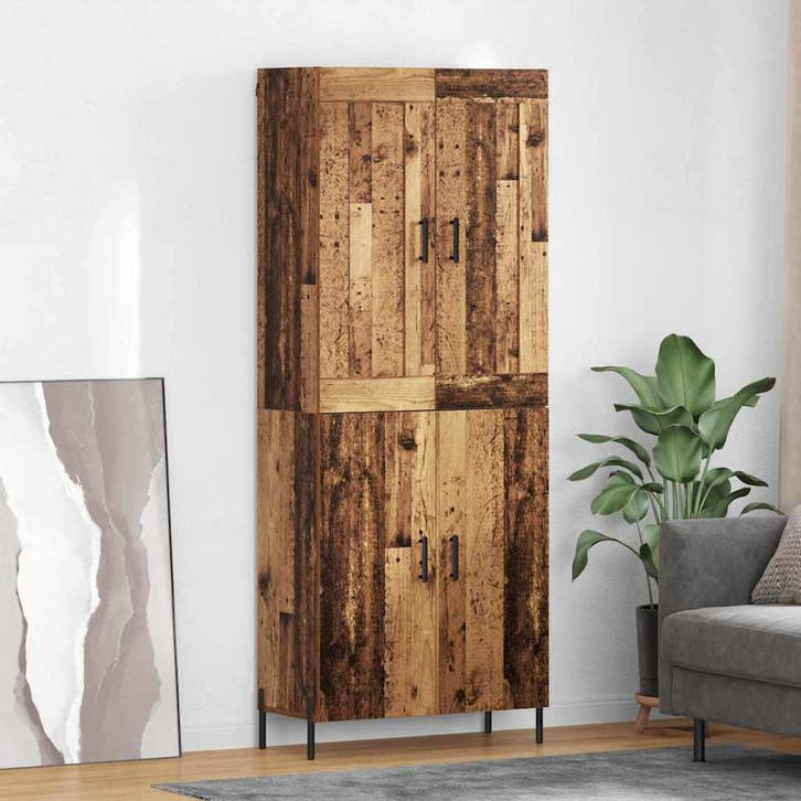 vidaXL Highboard 2 pcs Oud Hout Bewerkt hout, Huis en Inrichting, Kasten | Dressoirs, Nieuw, Verzenden