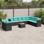 vidaXL 11-delige Loungeset met kussens poly rattan zwart, Verzenden, Nieuw, Loungeset