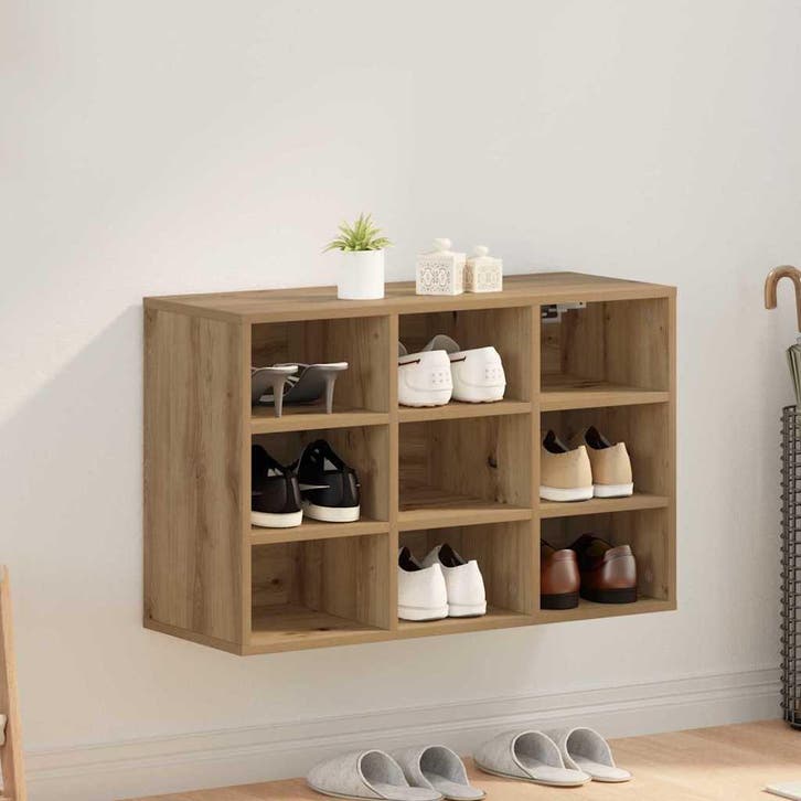 vidaXL Schoenenkast Artisan Eiken 77,5 x 30 x 51 cm Bewerkt, Maison & Meubles, Armoires | Armoires à chaussures, Envoi
