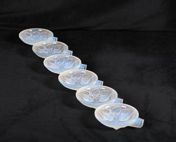 Exclusieve set van 6 antieke Art Deco opaline petit-four