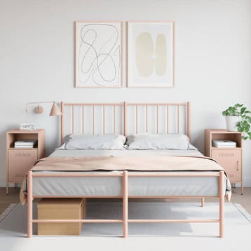 vidaXL Nachtkastjes 2 st 36x39x68 cm staal roze, Verzenden, Nieuw