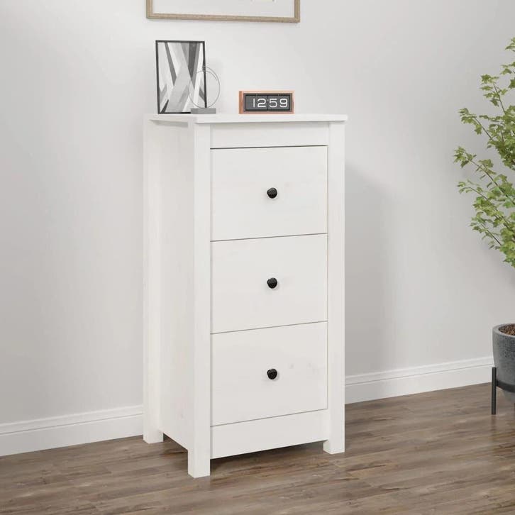 Dressoir Grenen Wit 40x35x80cm | Retour Deal | Nu 46% eraf, Maison & Meubles, Armoires | Dressoirs, Envoi