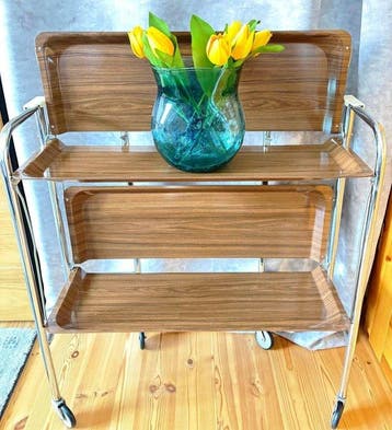 Chariot de service - chariot de service pliable - Bois