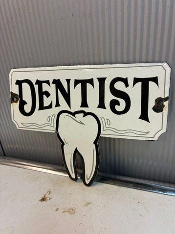 Dentist – Emaille Reclamebord – Tandarts – Tandvorm –