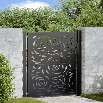 vidaXL Poort met vlamontwerp 100x100 cm staal zwart, Verzenden
