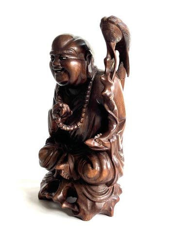Bouddha rieur - Buis, Faïence - Chine - Dynastie Qing, Antiquités & Art