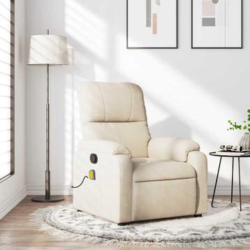 vidaXL Massagestoel microvezelstof beige, Verzenden, Nieuw