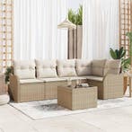 vidaXL Tuinbank Set met opslag 6 pcs Beige poly rattan, Verzenden, Nieuw