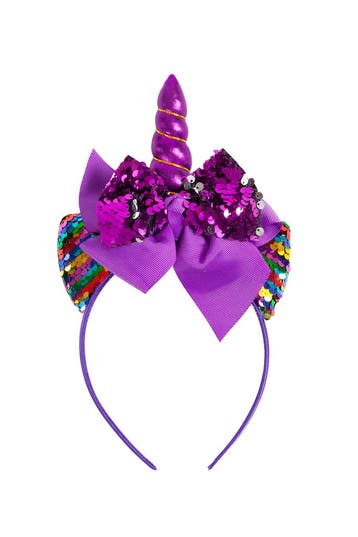 KIMU® Eenhoorn Strik Haarband Paars Pailletten Unicorn Diade, Ophalen of Verzenden, Nieuw