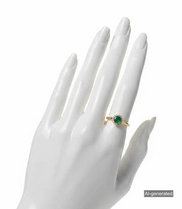 Ring - 14 karaat Geel goud - 0.74ct. tw. Smaragd - Diamant