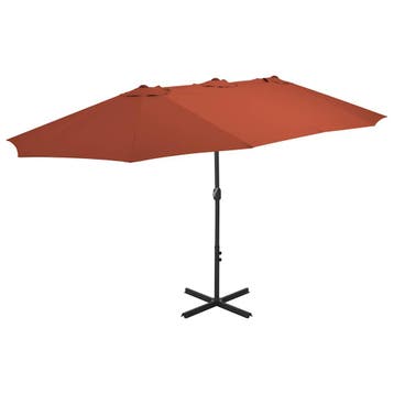 vidaXL Parasol met aluminium paal 460x270 cm terracotta, Verzenden