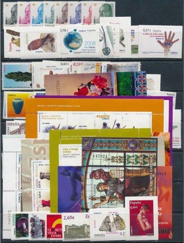 Espagne 2008/2008 - Espagne . Année complète 2008, Timbres & Monnaies