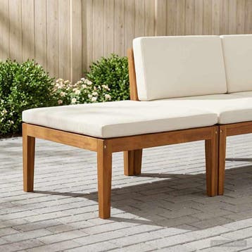 vidaXL Voetenbankje voor in de tuin met kussentje Massief, Verzenden, Nieuw