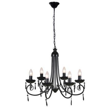 vidaXL Plafondlamp kroonluchter 6 lampjes zwart, Verzenden
