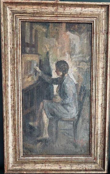 Italiaanse school (XX) - Pittrice nello studio