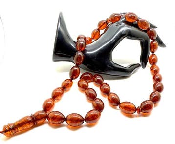 Tesbih en ambre balte, perles de prière rosaire, 58,7 g,