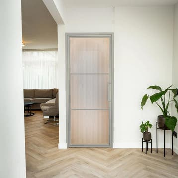Stalen Binnendeur - Kiezelgrijs - 3 Vlaks - Kanaalglas, Minder dan 80 cm, Binnendeur, Nieuw, Metaal