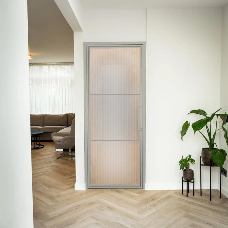 Stalen Binnendeur - Kiezelgrijs - 3 Vlaks - Kanaalglas, Doe-het-zelf en Bouw, Deuren en Vliegenramen, Nieuw, Metaal, Binnendeur
