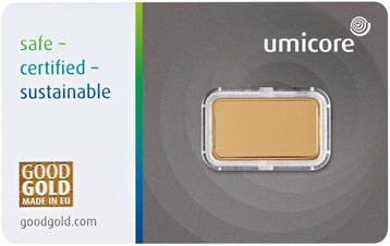 5 gram - Goud .999 - Umicore - Verzegeld en met certificaat, Postzegels en Munten