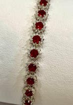 Zonder minimumprijs - Armband Zilver - 2.60ct. tw. Granaat, Handtassen en Accessoires, Armbanden, Nieuw
