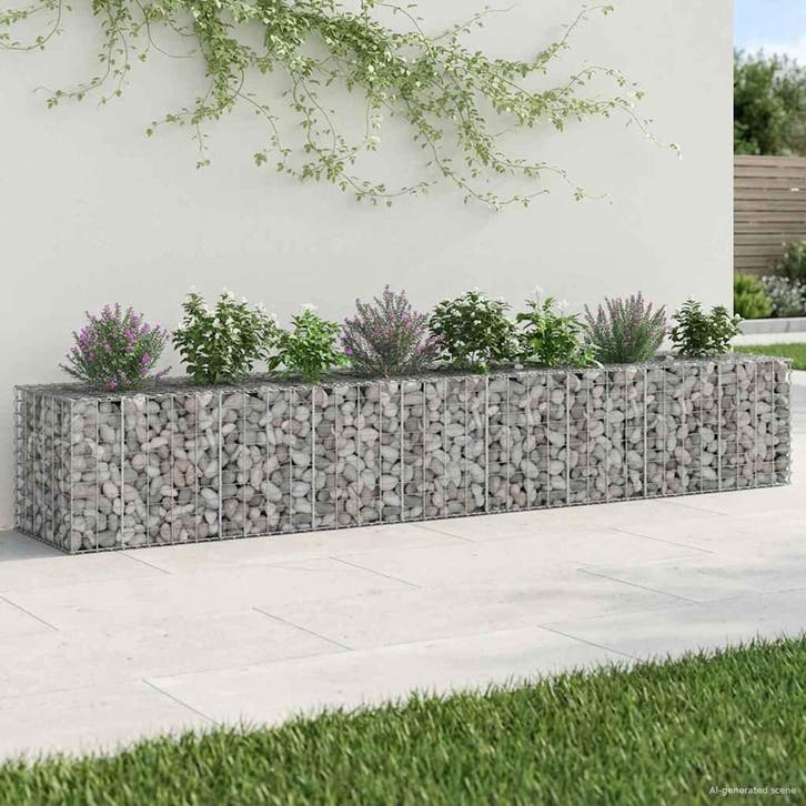 vidaXL Gabion verhoogd bed 2 pcs Zilver 340 x 60 x 55 cm, Tuin en Terras, Tuinhekken en Hekwerk, Nieuw, Verzenden