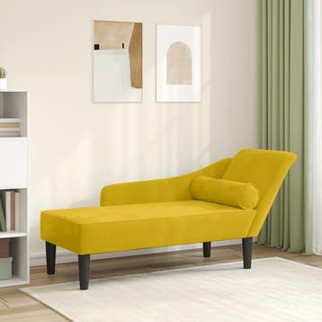 vidaXL Chaise longue met kussens fluweel geel, Maison & Meubles, Canapés | Sofas & Chaises Longues, Verzenden