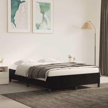 vidaXL Bedframe zonder matras 140x200 cm fluweel zwart, Maison & Meubles, Verzenden