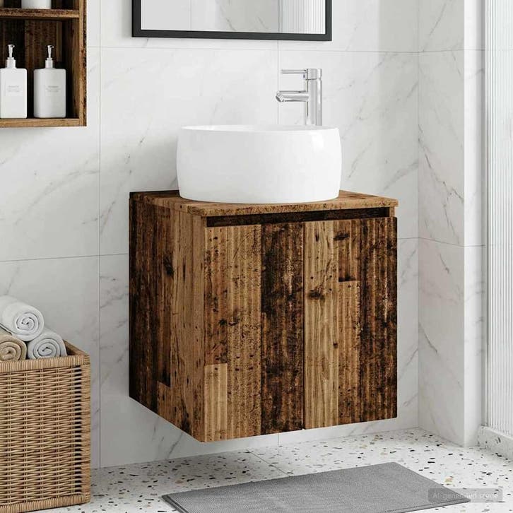 vidaXL Wandgemonteerde wastafel van een meubel Oud hout, Huis en Inrichting, Tafels | Kaptafels, Nieuw, Verzenden