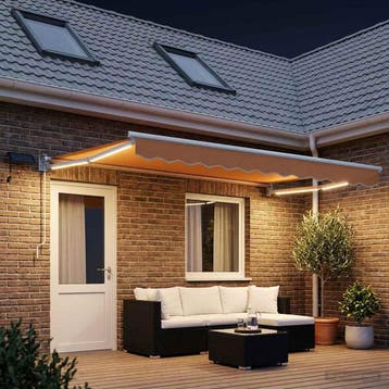 vidaXL Handbediende luifel met LEDs Zand 100% Polyester en, Verzenden