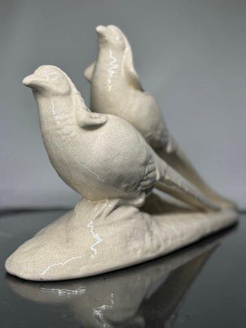 Beeld, Faisans écaillés - 30 cm - Faience