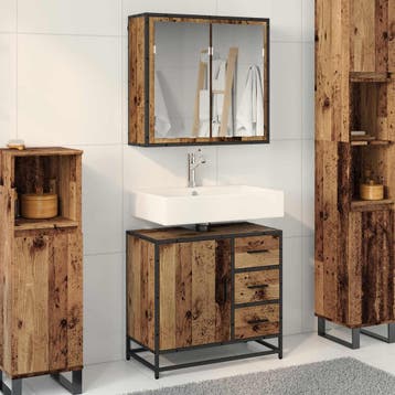 vidaXL Badkamermeubel Set 2 st Oud Hout 65 x 33 x 60 cm, Verzenden
