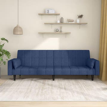 vidaXL Slaapbank / zetel 2-zits met 2 kussens stof blauw, Verzenden, Nieuw