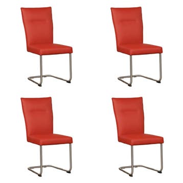 Set van 4 Leren eetkamerstoelen Retro - Toledo Siegelstein, Huis en Inrichting, Stoelen, Ophalen of Verzenden, Nieuw, Leer, Eén