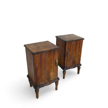 Nachtkastje (2) - Walnoot, Messing, Hout